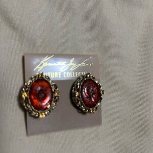 Kenneth Jay Lane Red and Gold Earrings
